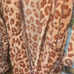 Juicy Couture Leopard Print Plush Robe L/XL Cozy Lounge Y2K